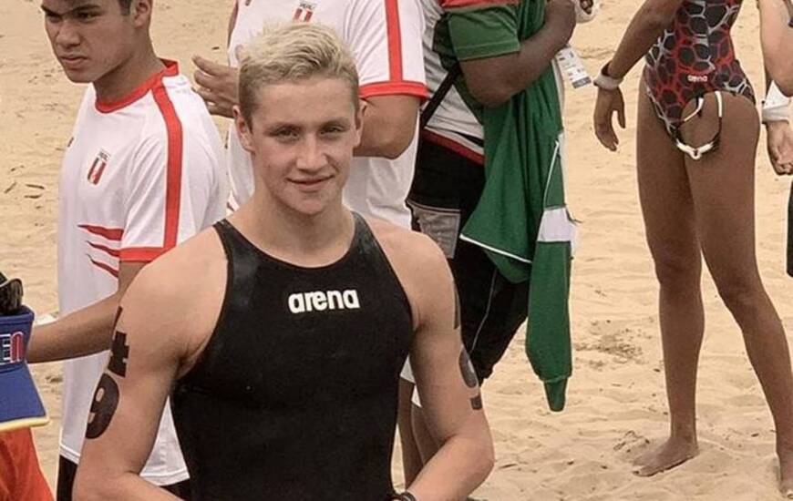 Sumando experiencias. Gran actuaci&oacute;n del joven nadador en los Juegos Sudamericanos de Playa Rosario 2019