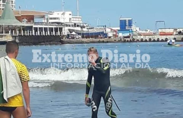 Renzi culminando la prueba. El nadador logró un destacadísimo quinto lugar.