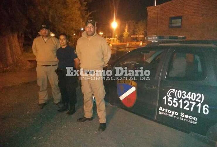 Primera foto: Los agentes de la GUM junto al personal policial.