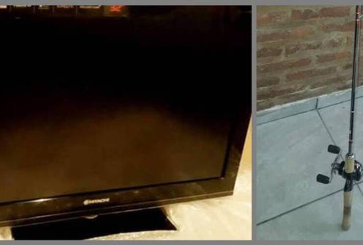 Lo robado. Un televisor Smart y una ca&ntilde;a de pescar.