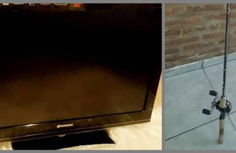 Lo robado. Un televisor Smart y una ca&ntilde;a de pescar.