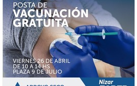 Imagen de Posta de vacunación en la Plaza 9 de Julio