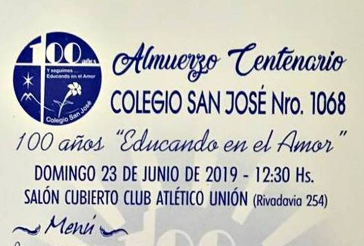 Imagen de Colegio San José: Sigue la venta de las tarjetas para el festejo centenario
