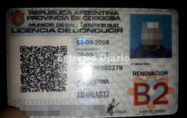 Una de las licencias que retuvo Tránsito a un conductor demorado en Arroyo Seco.
