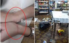 Foto 1.- Los ataron con cordones - Foto 2.- Parte del desorden que dejaron tras revolver todo el negocio.