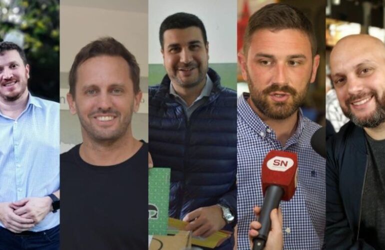 Angelini, Rosúa, Cleri, Estévez y Crivaro, cinco hombres al frente de las principales listas. Foto: Rosario3 Angelini, Rosúa, Cleri, Estévez y Crivaro, cinco hombres al frente de las principales listas. Foto: Rosario3