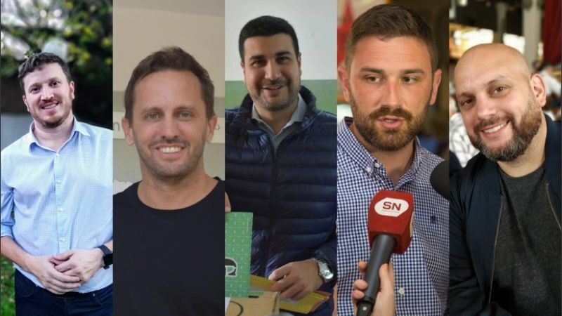 Angelini, Rosúa, Cleri, Estévez y Crivaro, cinco hombres al frente de las principales listas. Foto: Rosario3