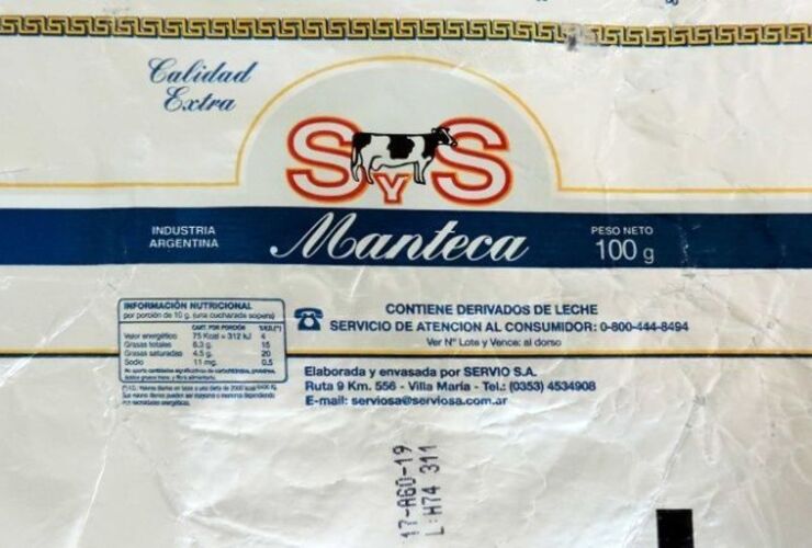 Imagen de Proh&iacute;ben la venta de una marca de manteca en Santa Fe