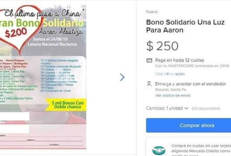 El bono también puede adquirirse por Mercado Libre