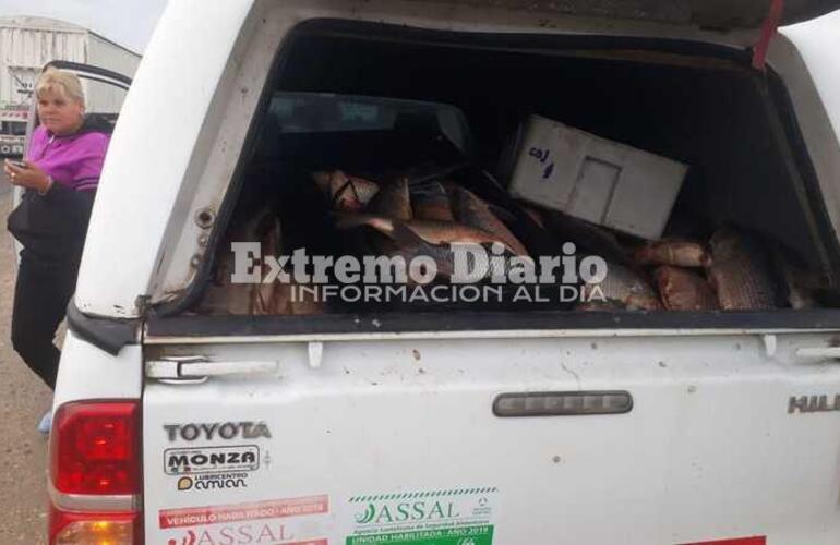 Uno de los veh&iacute;culos demorados cerca de las 10 de la ma&ntilde;ana en el control.