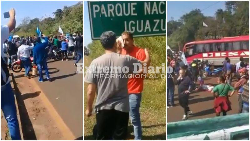 Los pasajeros se encontraron con la movilizaci&oacute;n mientras se dirig&iacute;an al aeropuerto en Puerto Iguaz&uacute;.