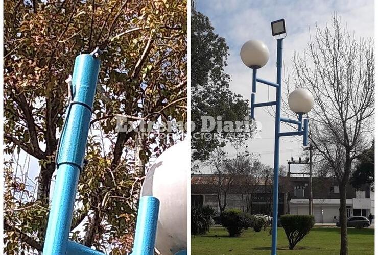 Imagen de Se robaron reflectores de la Plaza San Martín