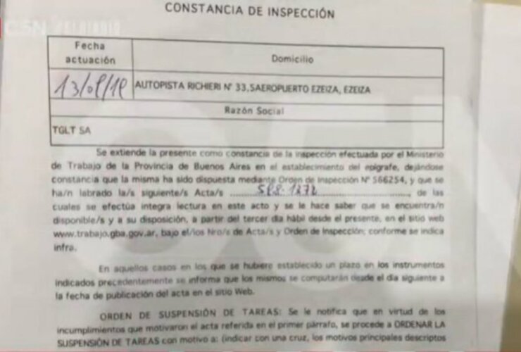 Imagen de Derrumbe en el aeropuerto de Ezeiza: el Ministerio de Trabajo bonaerense había ordenado suspender la obra