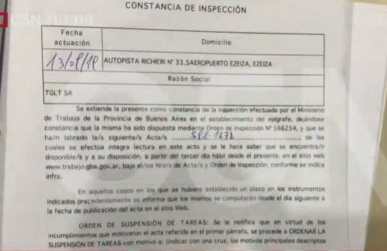 Imagen de Derrumbe en el aeropuerto de Ezeiza: el Ministerio de Trabajo bonaerense había ordenado suspender la obra