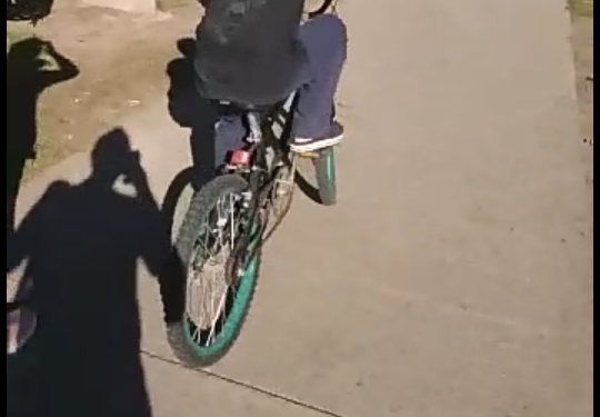 Hace muy poquito que est&aacute; aprendiendo a andar en bicicleta