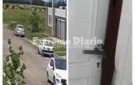 El auto que podr&iacute;a estar involucrado (izq) y la puerta violentada (ser)