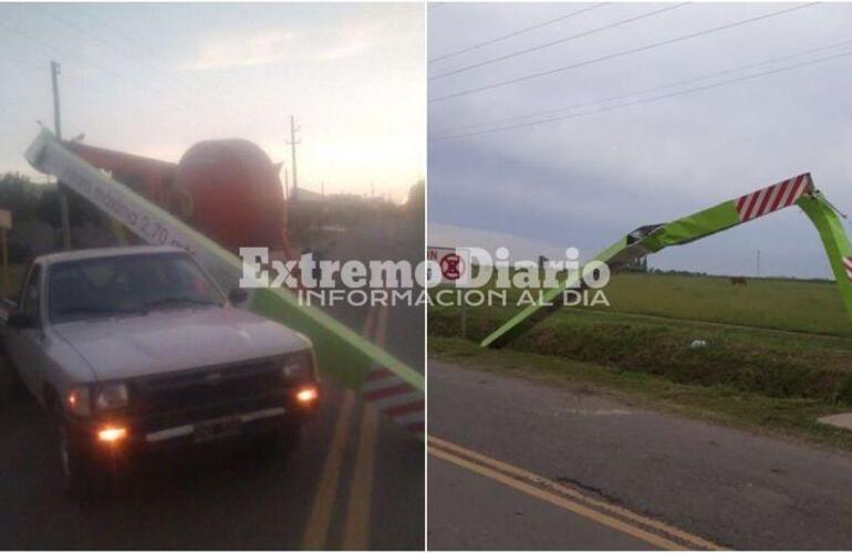 Una maquinaria agrícola volteó la estructura de Alighieri y Garay.