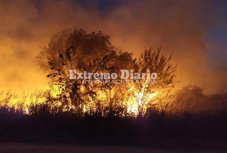 Imagen de Incendio descontrolado en el basural de Fighiera