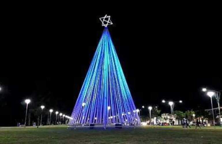 Hermosa postal. El Árbol luce otra vez en el Parque Central.