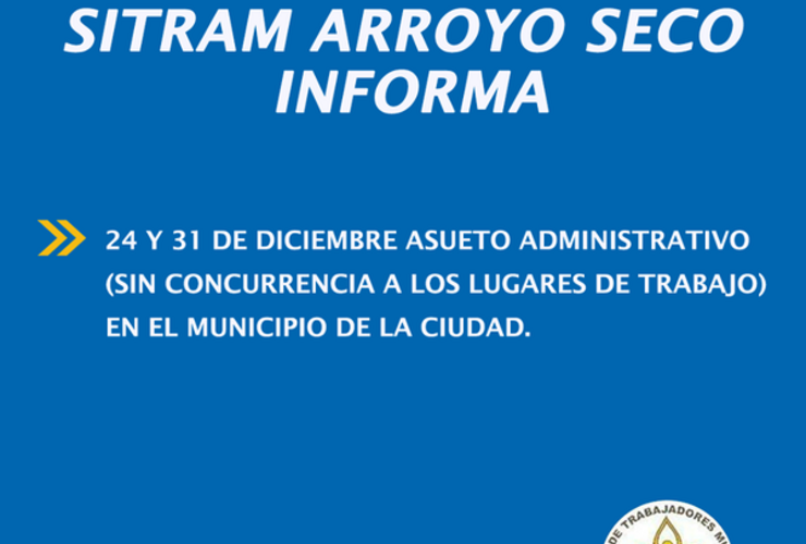 A nivel local, el SITRAM Arroyo Seco también dio aviso por las redes a los empleados municipales. Foto: Facebook