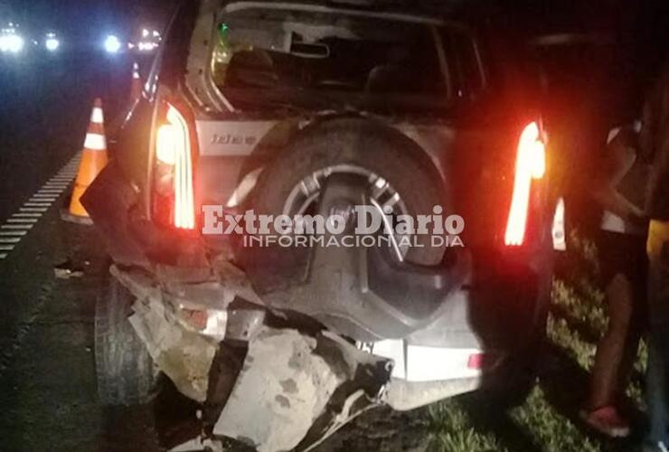 Fuerte impacto. El Prisma colisionó en la parte trasera del Fiat