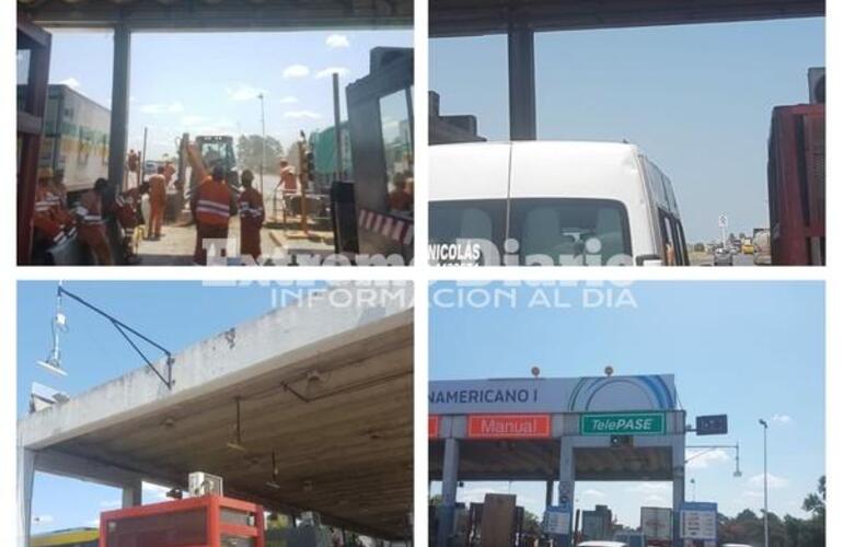 Imagen de Reparaci&oacute;n de calzada y colocaci&oacute;n de antenas para TELEPASE en la estaci&oacute;n de peaje de General Lagos