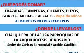 Imagen de Campa&ntilde;a contra el fr&iacute;o: Pod&eacute;s llevar tus donaciones a C&aacute;ritas Arroyo Seco o a la Parroquia
