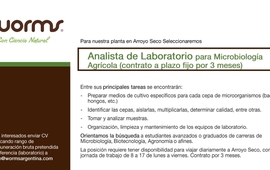 Imagen de Worms SA, b&uacute;squeda de personal: Analista de Laboratorio para Microbiolog&iacute;a Agr&iacute;cola