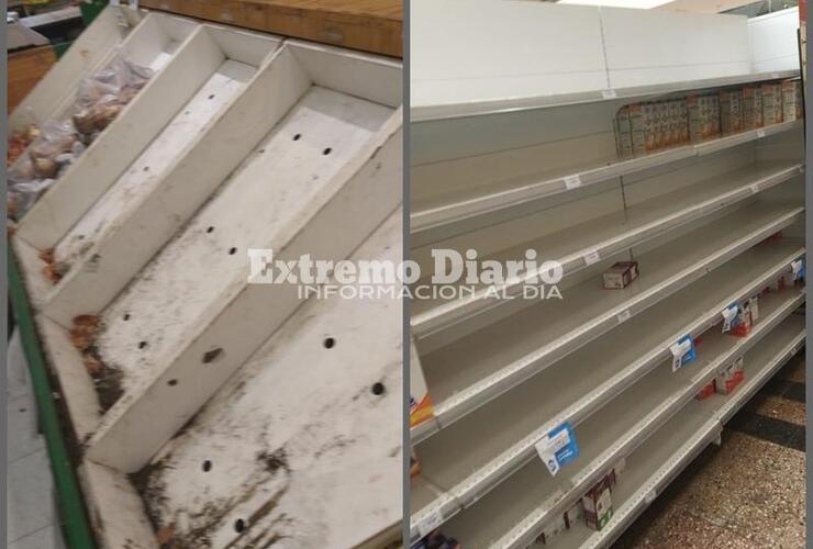 Imagen de Coronavirus: Góndolas vacías en el supermercado Arco Iris