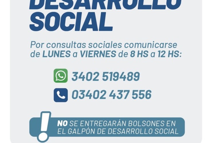 Imagen de Comunicado del área de Desarrollo Social