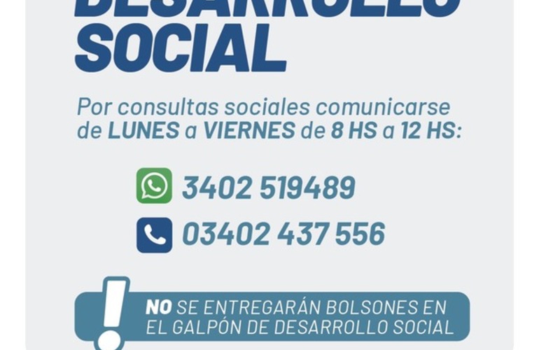 Imagen de Comunicado del área de Desarrollo Social