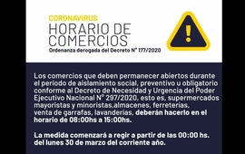 Imagen de Desde hoy, los comercios trabajan de 8 a 15 horas