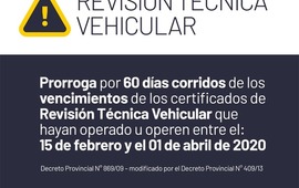 Imagen de Informaci&oacute;n importante: Pr&oacute;rroga de la Revisi&oacute;n T&eacute;cnica Obligatoria