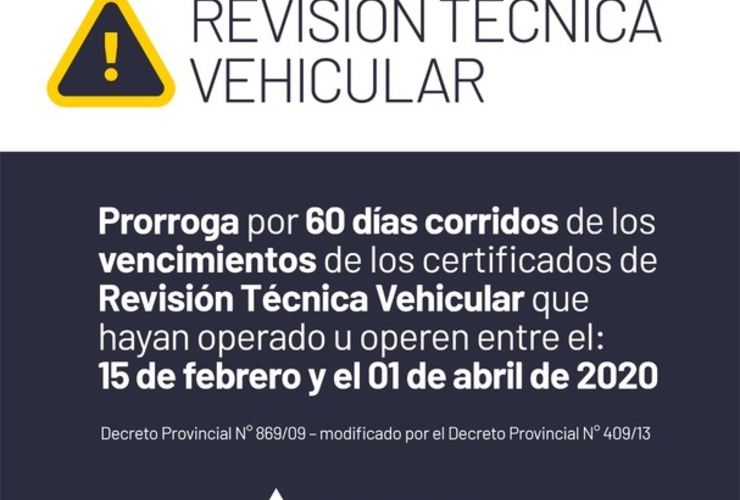 Imagen de Información importante: Prórroga de la Revisión Técnica Obligatoria