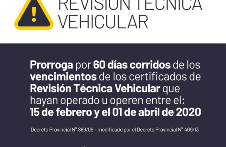 Imagen de Información importante: Prórroga de la Revisión Técnica Obligatoria