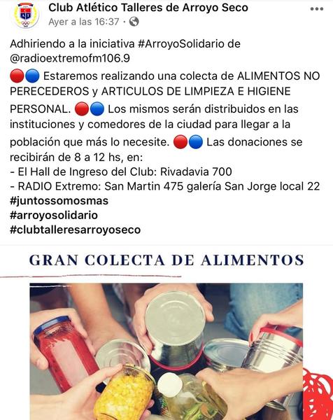 Imagen de Radio Extremo y los clubes de la ciudad invitan a sumarse a  una importante colecta solidaria de alimentos
