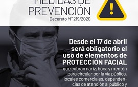 Imagen de Decreto Municipal: Desde el 17/04 ser&aacute; obligatorio en la ciudad el uso de elementos de protecci&oacute;n facial