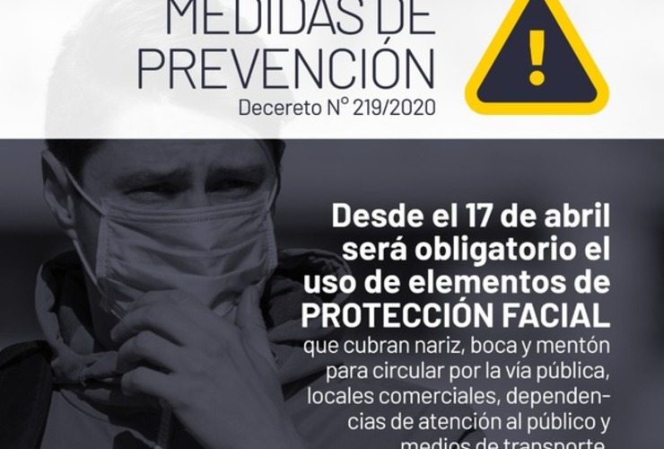 Imagen de Decreto Municipal: Desde el 17/04 será obligatorio en la ciudad el uso de elementos de protección facial
