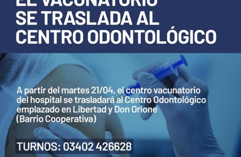 Imagen de El Centro Vacunatorio del Hospital se traslada al Centro Odontológico del Barrio Cooperativa