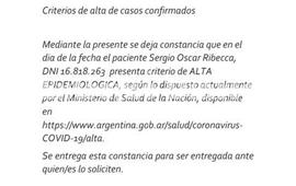 Imagen de Sergio Ribecca tambi&eacute;n fue dado de alta