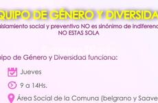 Información importante desde el Equipo de Género y Diversidad de la Comuna.