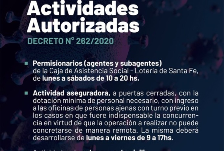 Imagen de Covid-19: Decreto Municipal N&deg; 262/2020 por cambios de horarios en nuevas actividades autorizadas