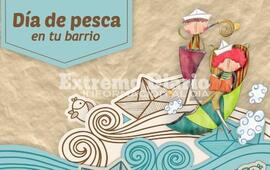 Invitan a los chicos que busquen "peces" escondidos entre arboles y postes de luz y jugar.