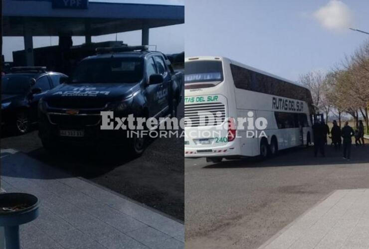 El colectivo hizo escala en una de las YPF de la autopista.