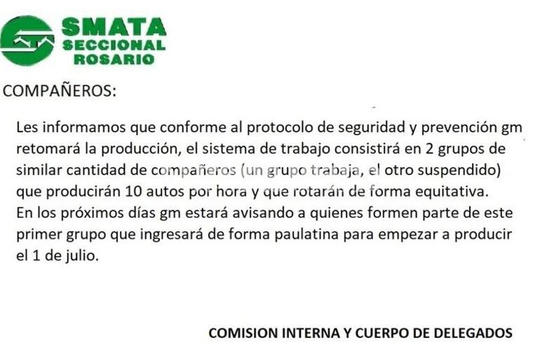 Imagen de GM retoma la producción por grupos