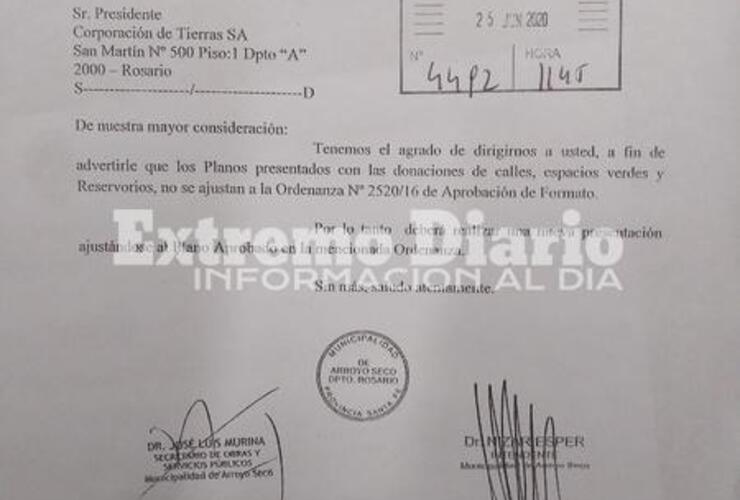 Imagen de Los planos presentados por TDS no se ajusta a lo aprobado en el año 2016
