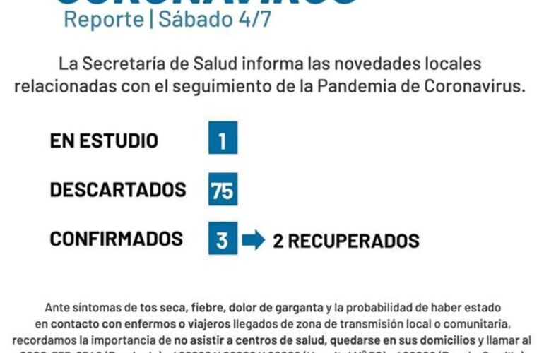 Imagen de Coronavirus: Reporte sábado 4 de julio