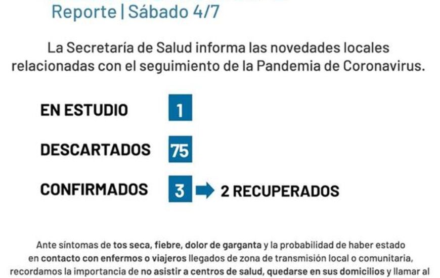 Imagen de Coronavirus: Reporte s&aacute;bado 4 de julio