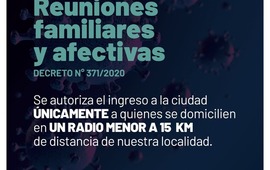 Imagen de Covid-19: Decreto Municipal n&deg;371/2020 por reuniones familiares y afectivas