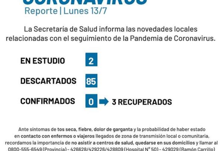 Imagen de Coronavirus: Reporte lunes 13 de julio